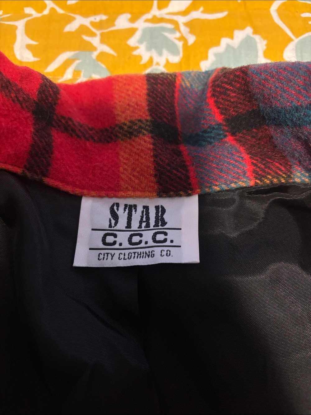 Vintage Star CCC City 80s Orange Plaid Wool Blend Blazer Jacket Shoulder Pads - Picture 4 of 5